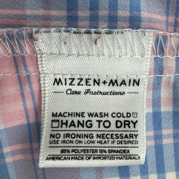 Mizzen + Main Men's Large Trim Fit Shirt Long Sleeve Plaid Stretch Button Up USA - Picture 4 of 11